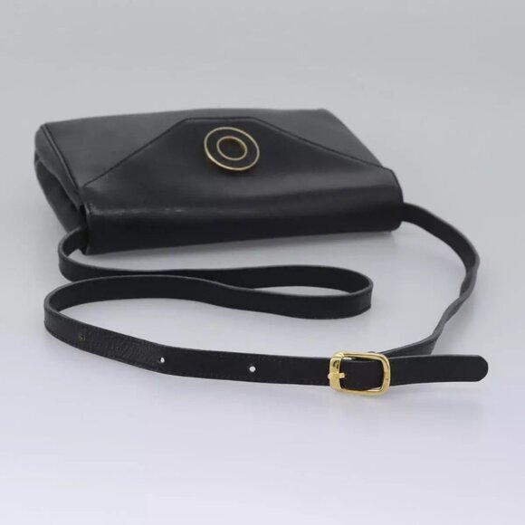 CELINE Shoulder Bag Leather Black Gold Auth BD268 - Picture 8 of 16